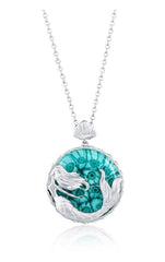 Sterling Silver, Venetian Murano Mermaid Pendant - Turquoise - Crestwood Jewelers