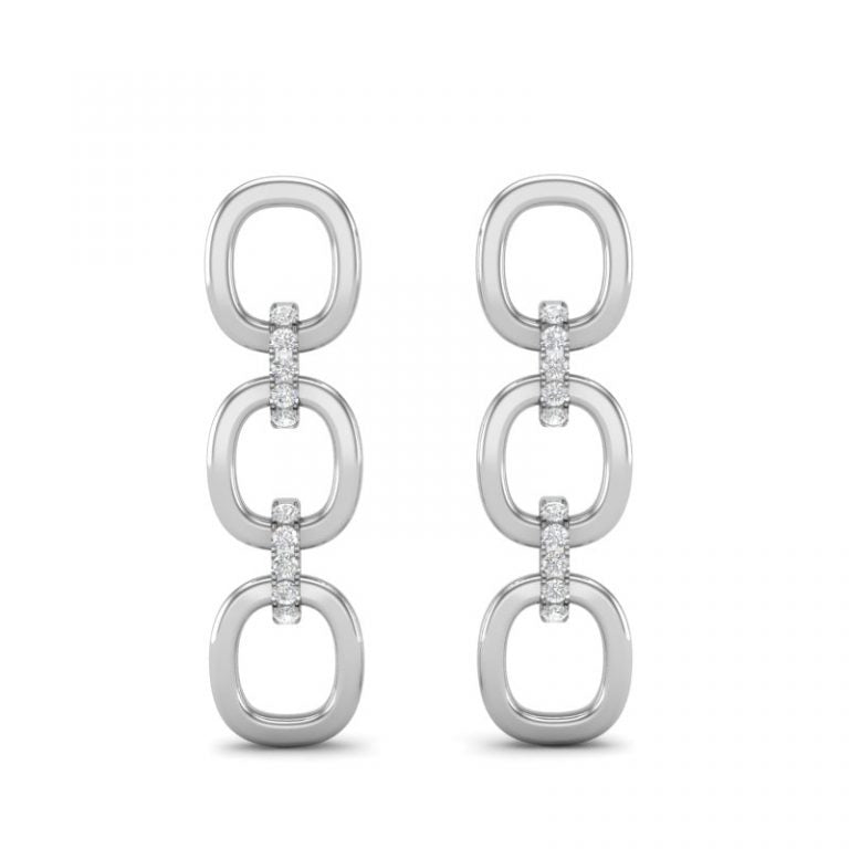 14K POLISHED DIAMOND LINK EARRINGS