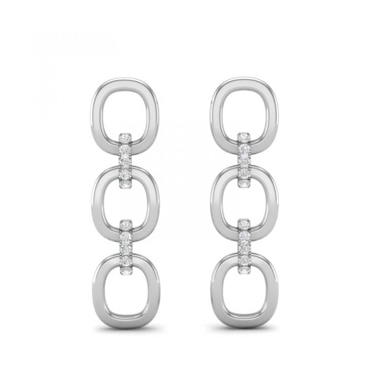 14K POLISHED DIAMOND LINK EARRINGS