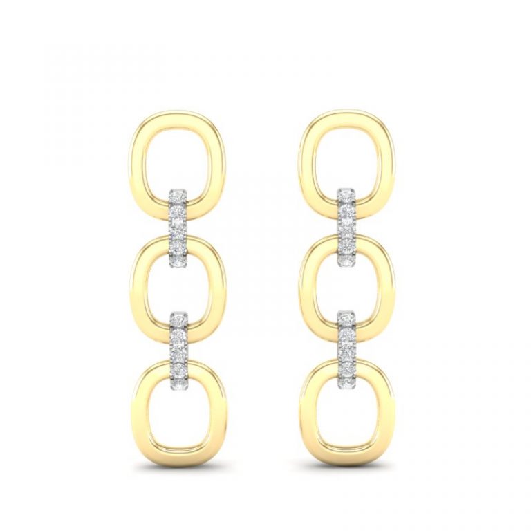 14K POLISHED DIAMOND LINK EARRINGS