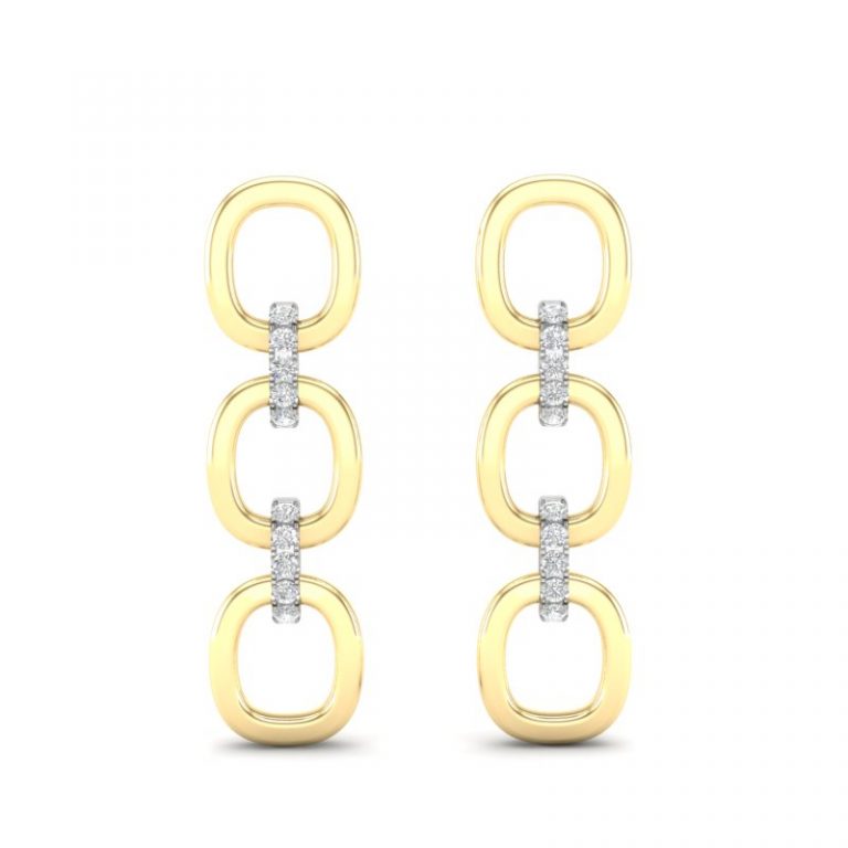 14K POLISHED DIAMOND LINK EARRINGS