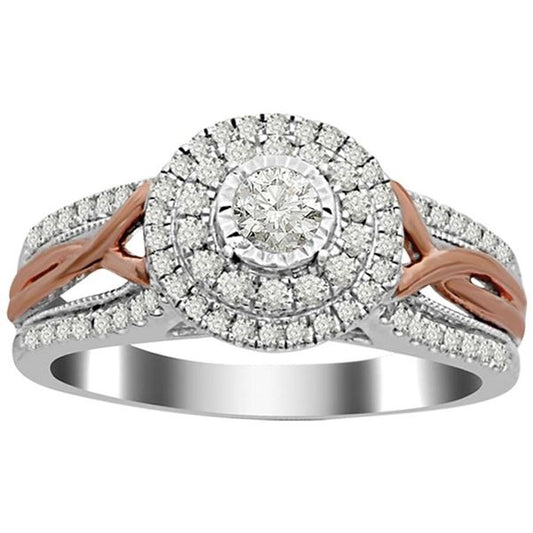 14K Two Tone 1/2CTTW Diamond Engagement Ring - Crestwood Jewelers