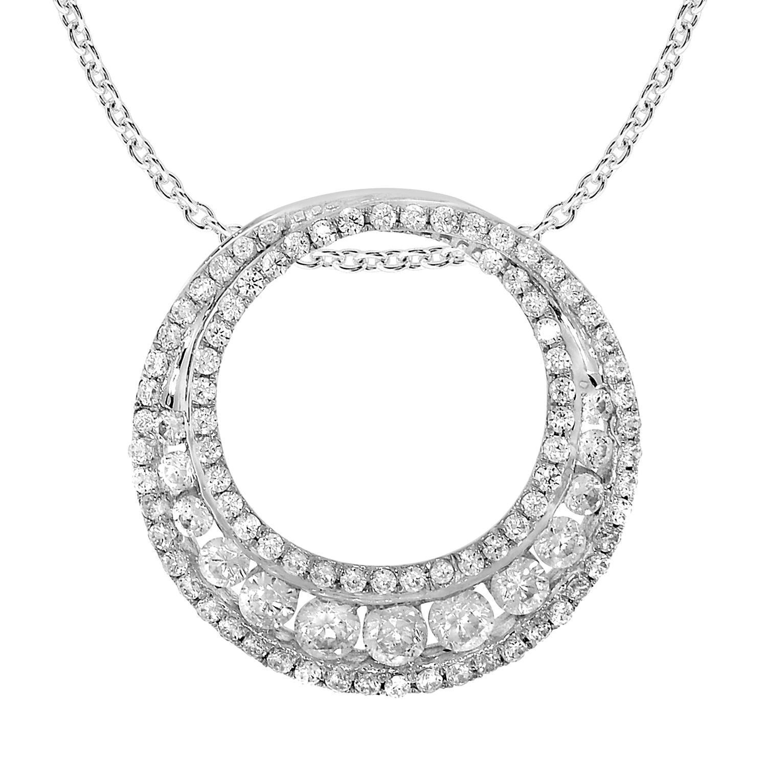 3/4 CTTW Pave Diamond Circle Necklace - Crestwood Jewelers