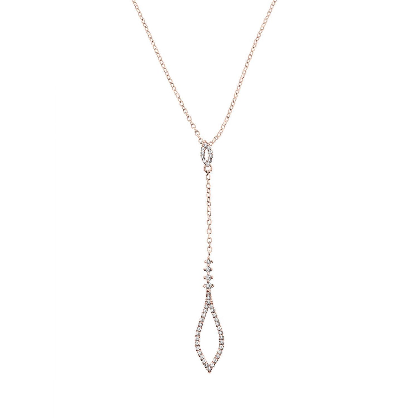 14K Rose Gold Diamond Lariat Necklace - Crestwood Jewelers