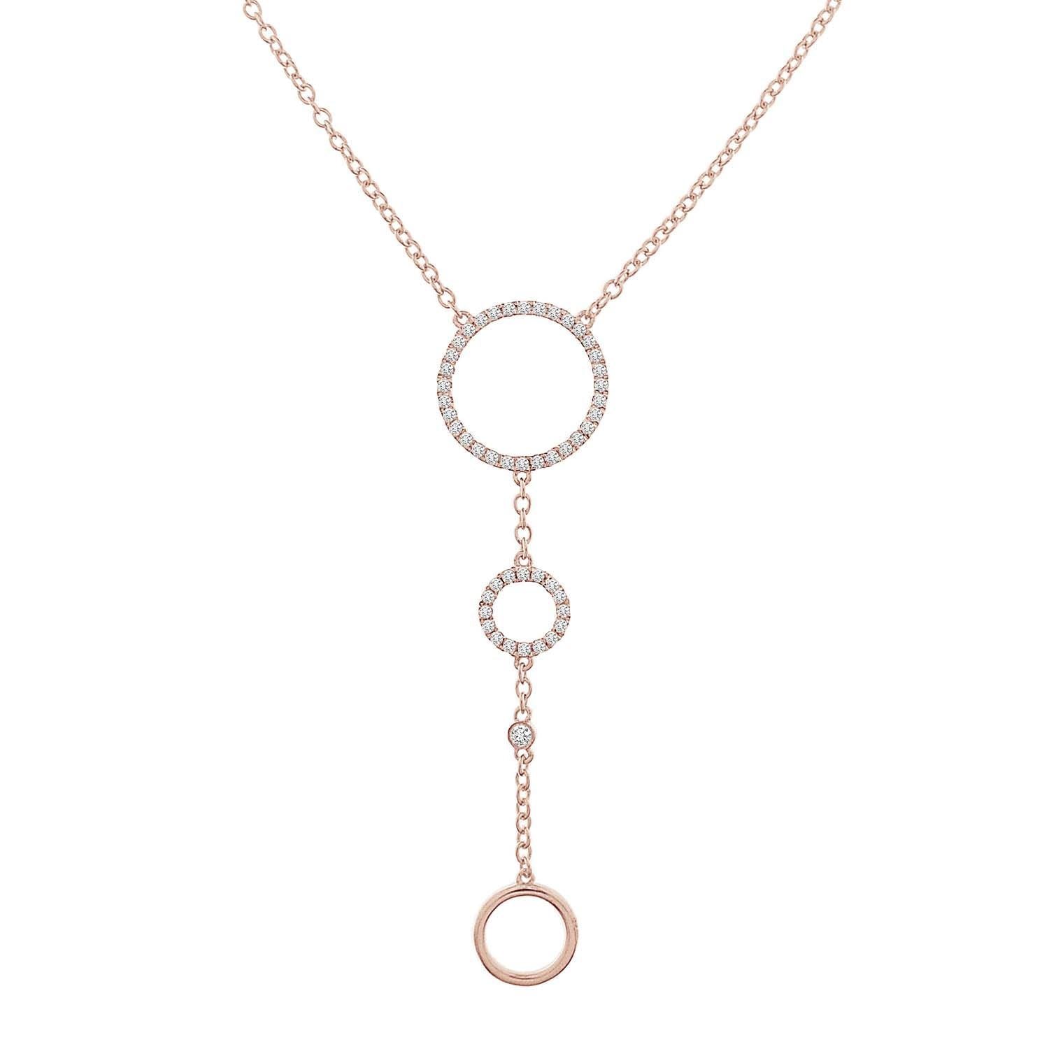 Rose Gold Diamond Circle Lariat Necklace - Crestwood Jewelers