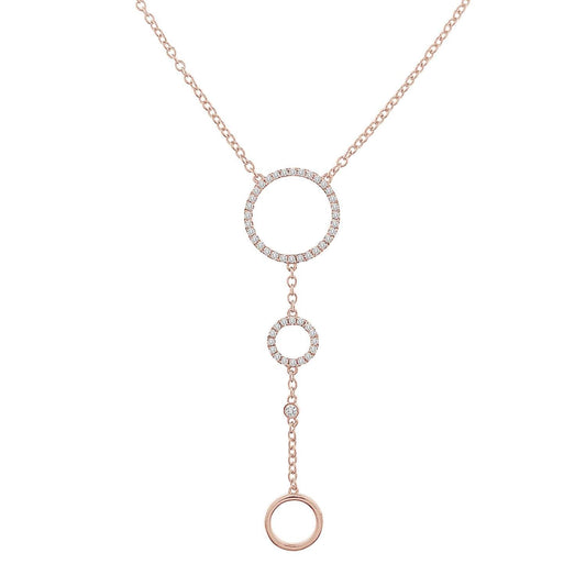 Rose Gold Diamond Circle Lariat Necklace - Crestwood Jewelers
