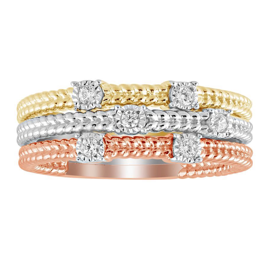 Tri Color Stacked Band Set - Crestwood Jewelers