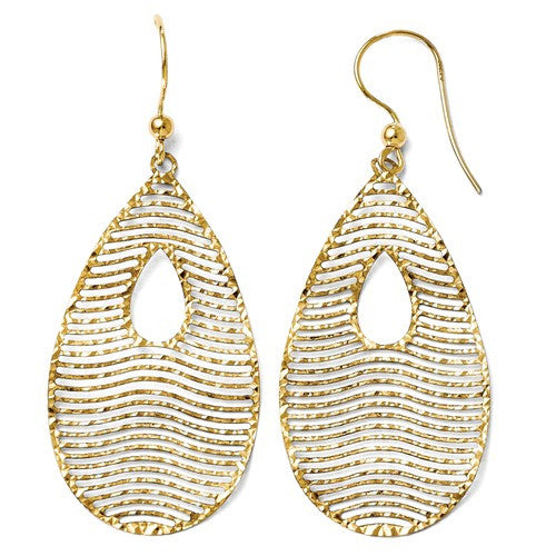 4k White Gold Dangle Shepherd Hook Earrings - Crestwood Jewelers