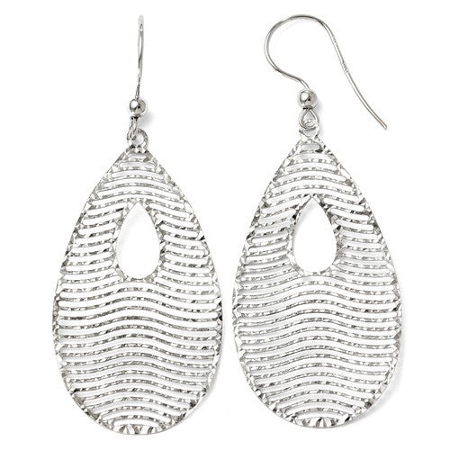 4k White Gold Dangle Shepherd Hook Earrings - Crestwood Jewelers
