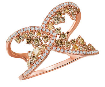 14K Rose Gold Multi Colored Diamond Fashion Ring - Crestwood Jewelers