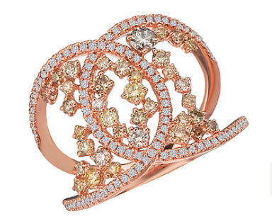 14K Rose Gold Multi Colored Diamond Fashion Ring - Crestwood Jewelers