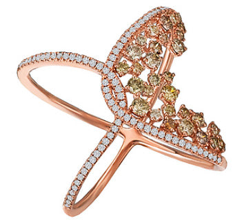 14K Rose Gold Multi Colored Diamond Fashion Ring - Crestwood Jewelers