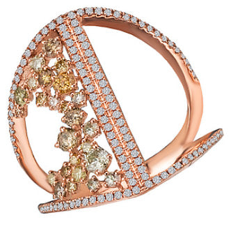 14K Rose Gold Multi Colored Diamond Ring - Crestwood Jewelers