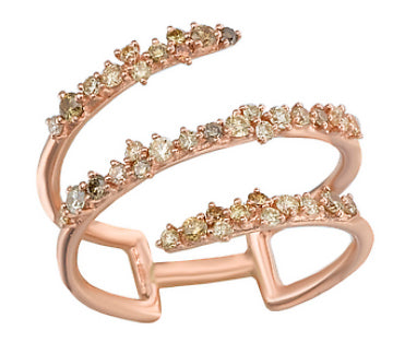 Tesoro Multi Color Diamond Rose Gold Bypass Ring - Crestwood Jewelers