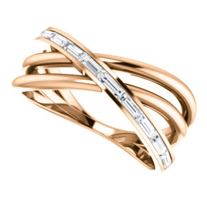 14K 1/3 CTW Baguette Diamond Criss-Cross Ring - Crestwood Jewelers