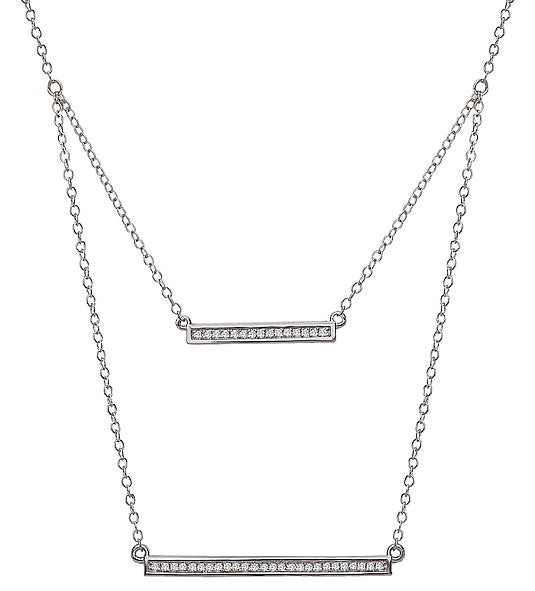 Tesoro 14K White Gold Layered Bar Necklace - Crestwood Jewelers
