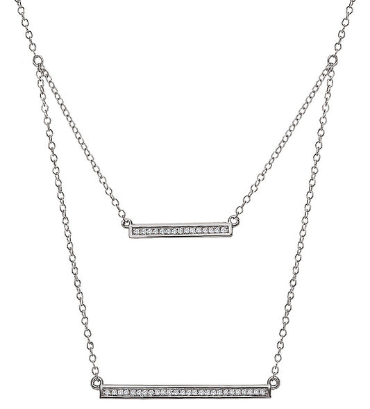 Tesoro 14K White Gold Layered Bar Necklace - Crestwood Jewelers