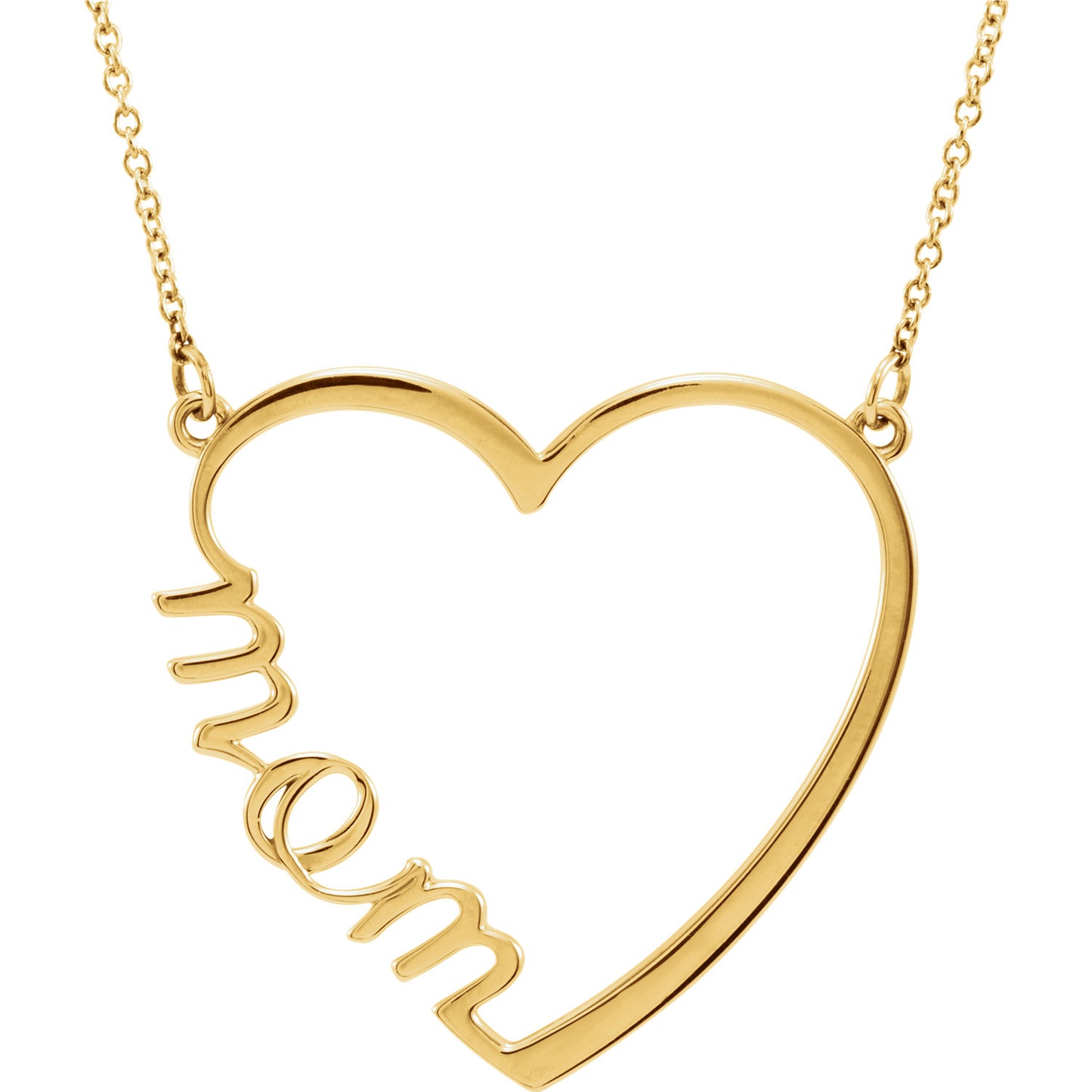 14K  "Mom" Heart 17" Necklace - Crestwood Jewelers
