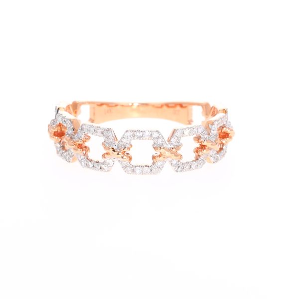 14K Rose Gold Diamond Link Ring