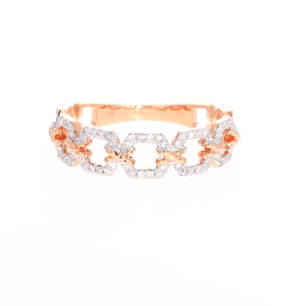 14K Rose Gold Diamond Link Ring