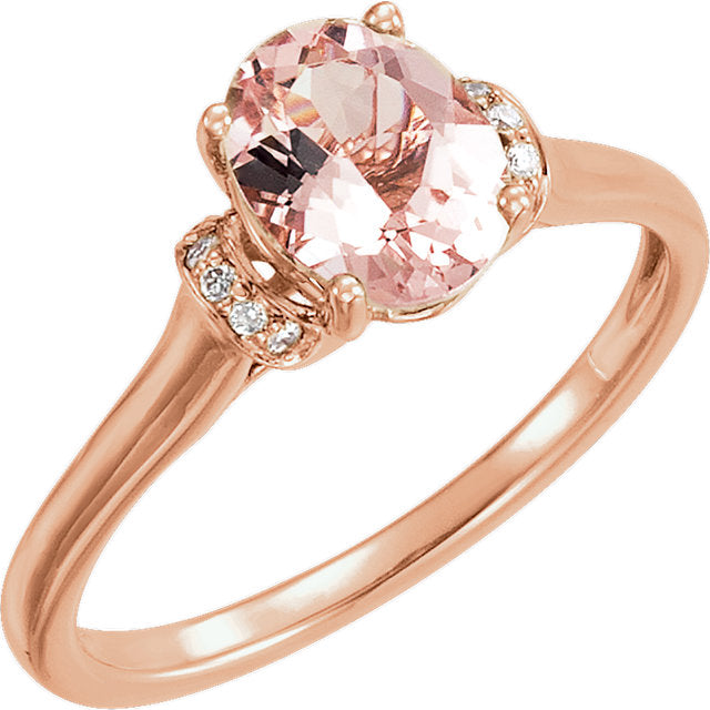 14K Rose Morganite & .05 CTW Diamond Ring - Crestwood Jewelers
