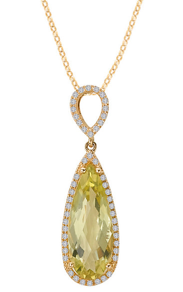 Lemon Quartz & Diamond Necklace - Crestwood Jewelers