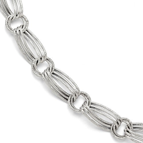 14K White Gold Fancy Link Bracelet - Crestwood Jewelers