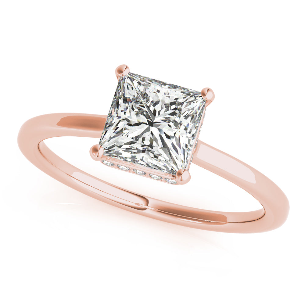 Princess Cut Halo Modern Engagement Ring Semi Mount