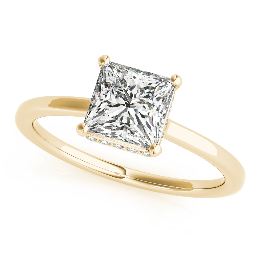 Princess Cut Halo Modern Engagement Ring Semi Mount