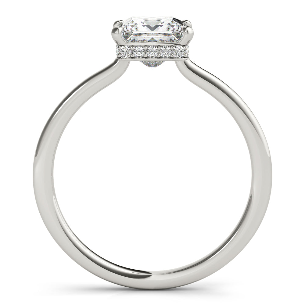 Princess Cut Halo Modern Engagement Ring Semi Mount