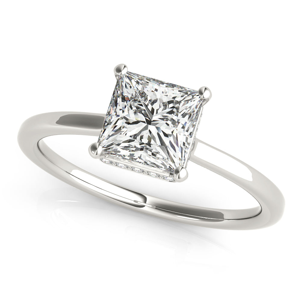 Princess Cut Halo Modern Engagement Ring Semi Mount