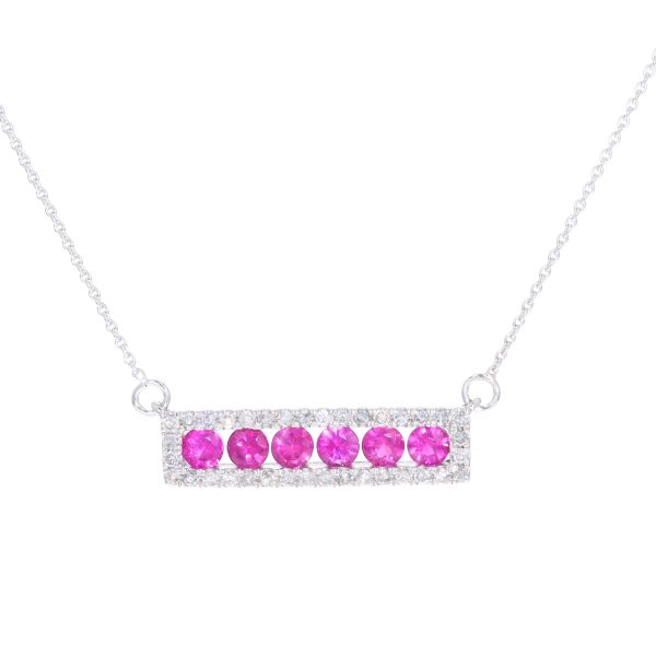 14k WG .15ct Diamond & Ruby 'Bar' Necklace