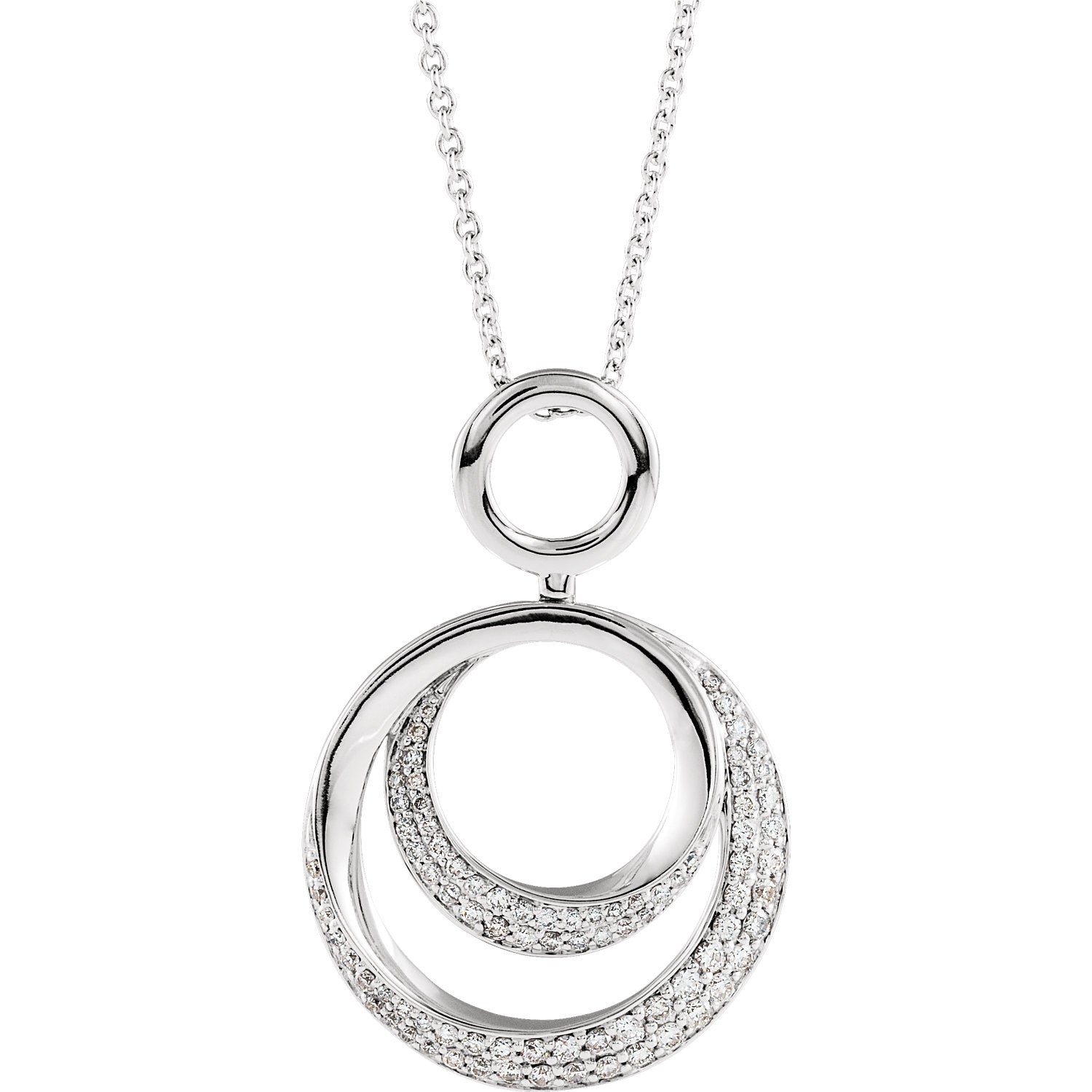 14K White 5/8 CTW Diamond Circle 18" Necklace - Crestwood Jewelers