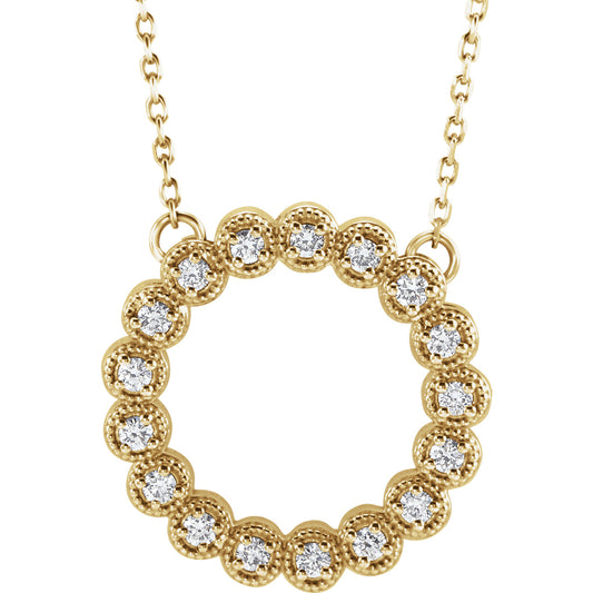 14K White 1/4 CTW Diamond Circle 16-18" Necklace - Crestwood Jewelers