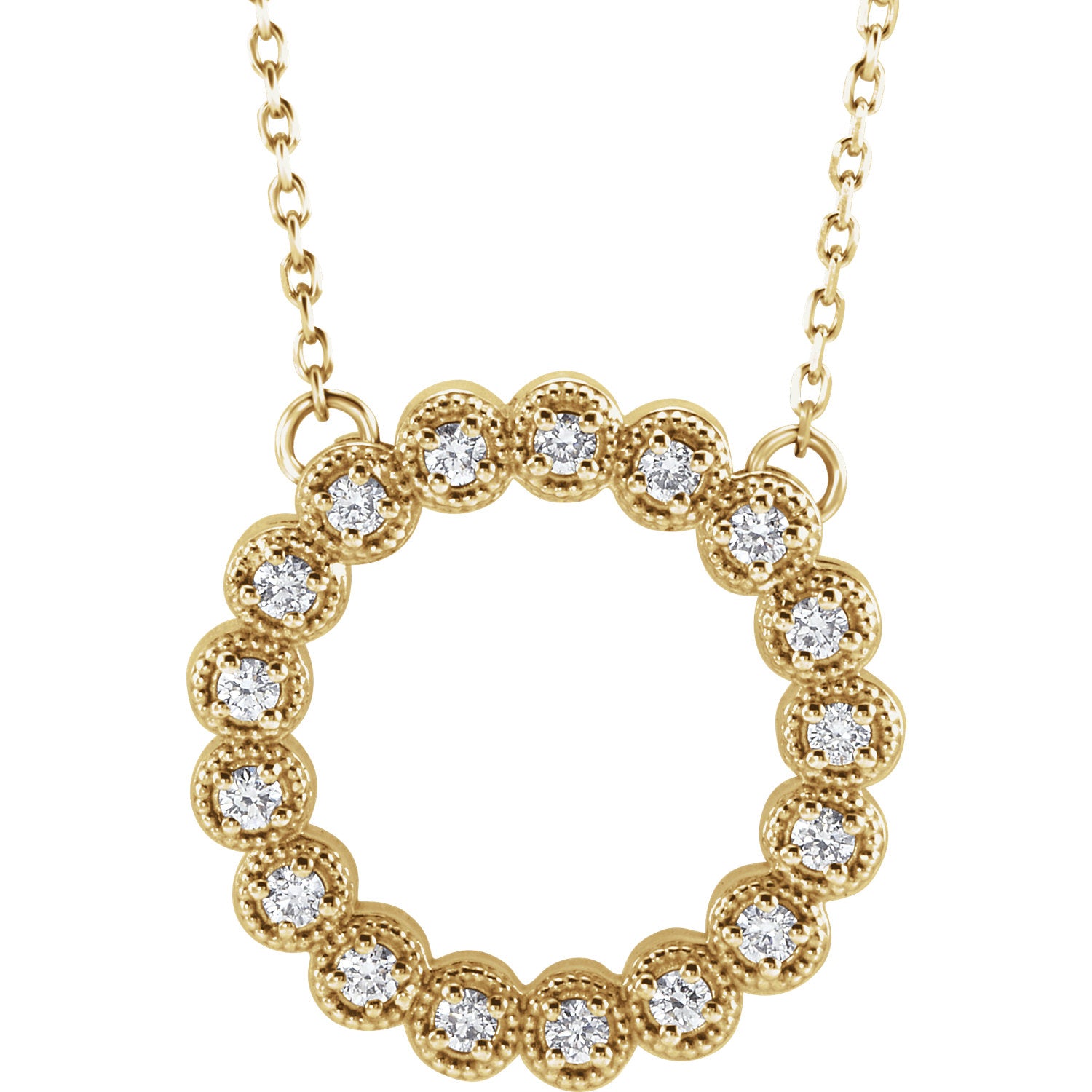 14K White 1/4 CTW Diamond Circle 16-18" Necklace - Crestwood Jewelers