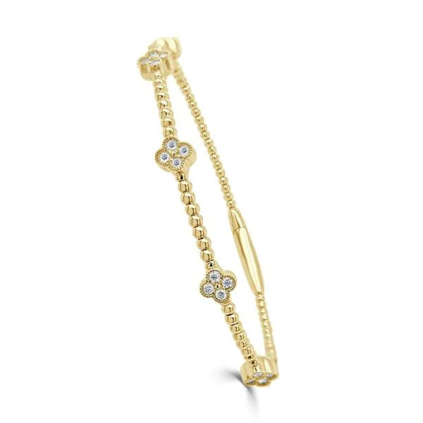 Flower Diamond Flexible Bangle Bracelet (0.43 ct.) in 14K Gold