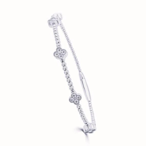 0.43Ct Diamond Cluster 4.82Gms 14K Gold Bangle
