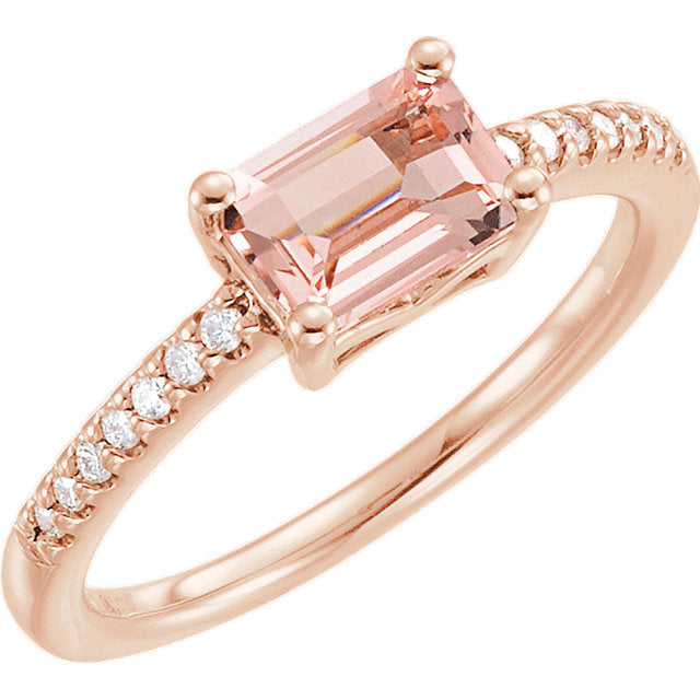 14K Rose Morganite & 1/10 CTW Diamond Ring - Crestwood Jewelers