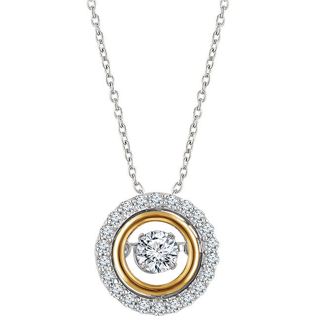 Two Tone Halo Diamond 16-18" Mystara® Necklace - Crestwood Jewelers