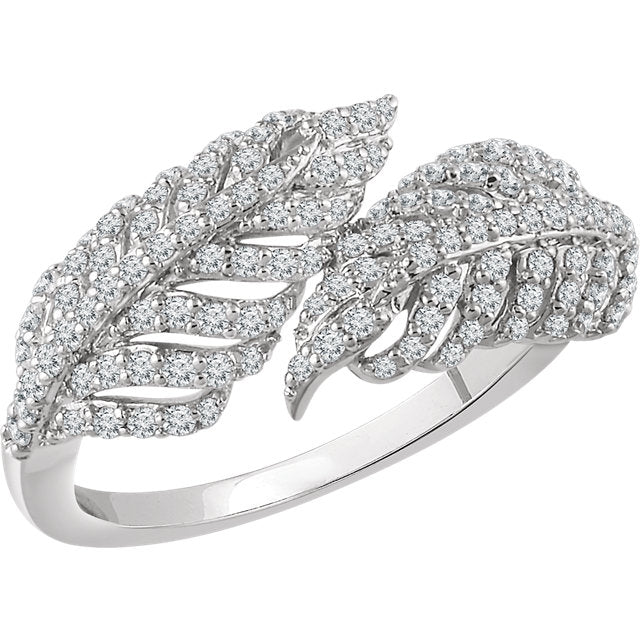 14K White 1/2 CTW Diamond Leaf Ring - Crestwood Jewelers
