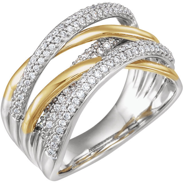 14K 1/2 CTW Diamond Criss Cross Ring - Crestwood Jewelers