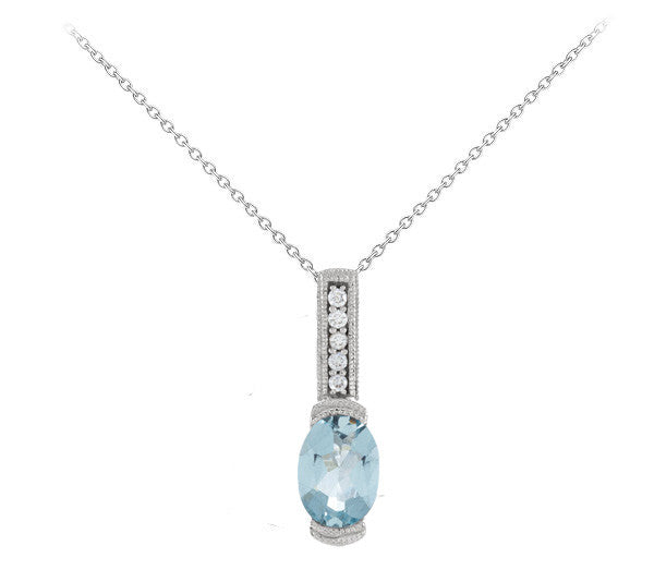 Aquamarine and Diamond Miligrain Necklace - Crestwood Jewelers