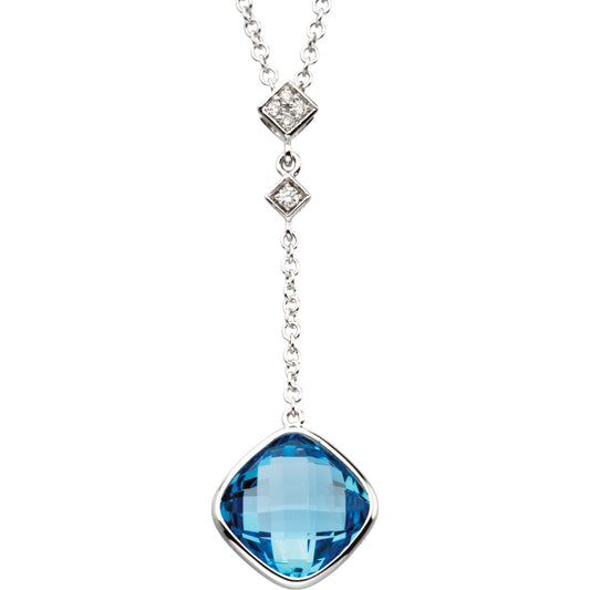 Blue Topaz and Diamond Necklace - Crestwood Jewelers