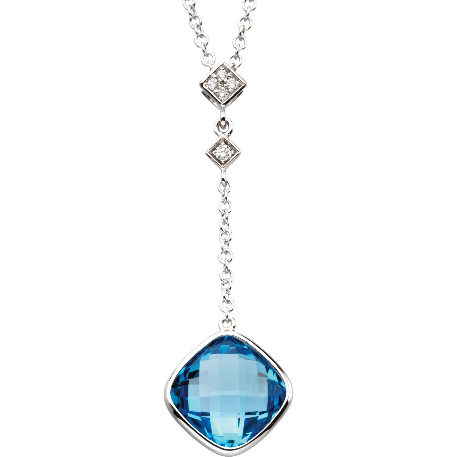 Blue Topaz and Diamond Necklace - Crestwood Jewelers