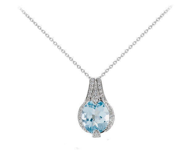 Aquamarine and Diamond Necklace - Crestwood Jewelers