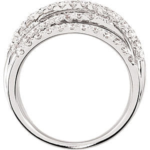 14K White 1 1/2 CTW Diamond Criss-Cross Ring - Crestwood Jewelers