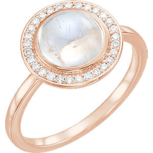 14K White Rainbow Moonstone & 1/8 CTW Diamond Ring - Crestwood Jewelers