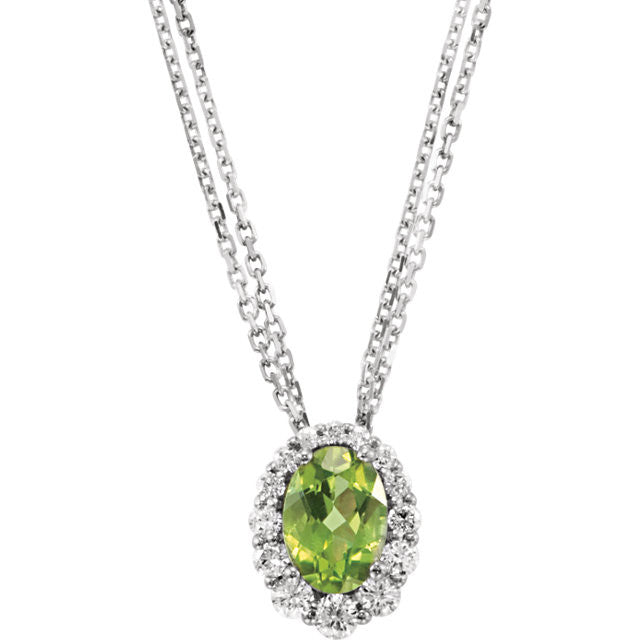 Genuine Peridot & Diamond 18" Necklace - Crestwood Jewelers
