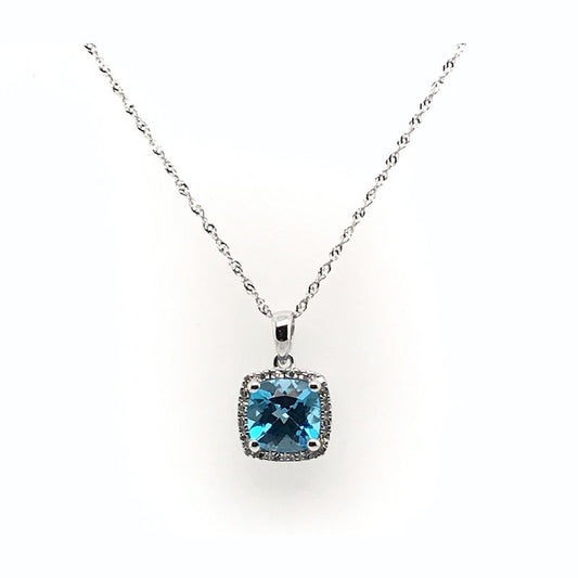 14k London Blue Topaz & Diamond Pendant Necklace