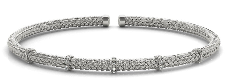 Woven Diamond Bangle Bracelet - Crestwood Jewelers